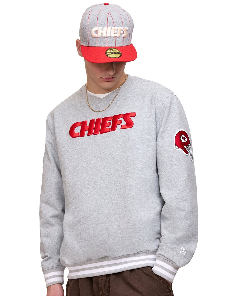 New Era Kansas City Chiefs Gray Logo Select Crewneck - Size M